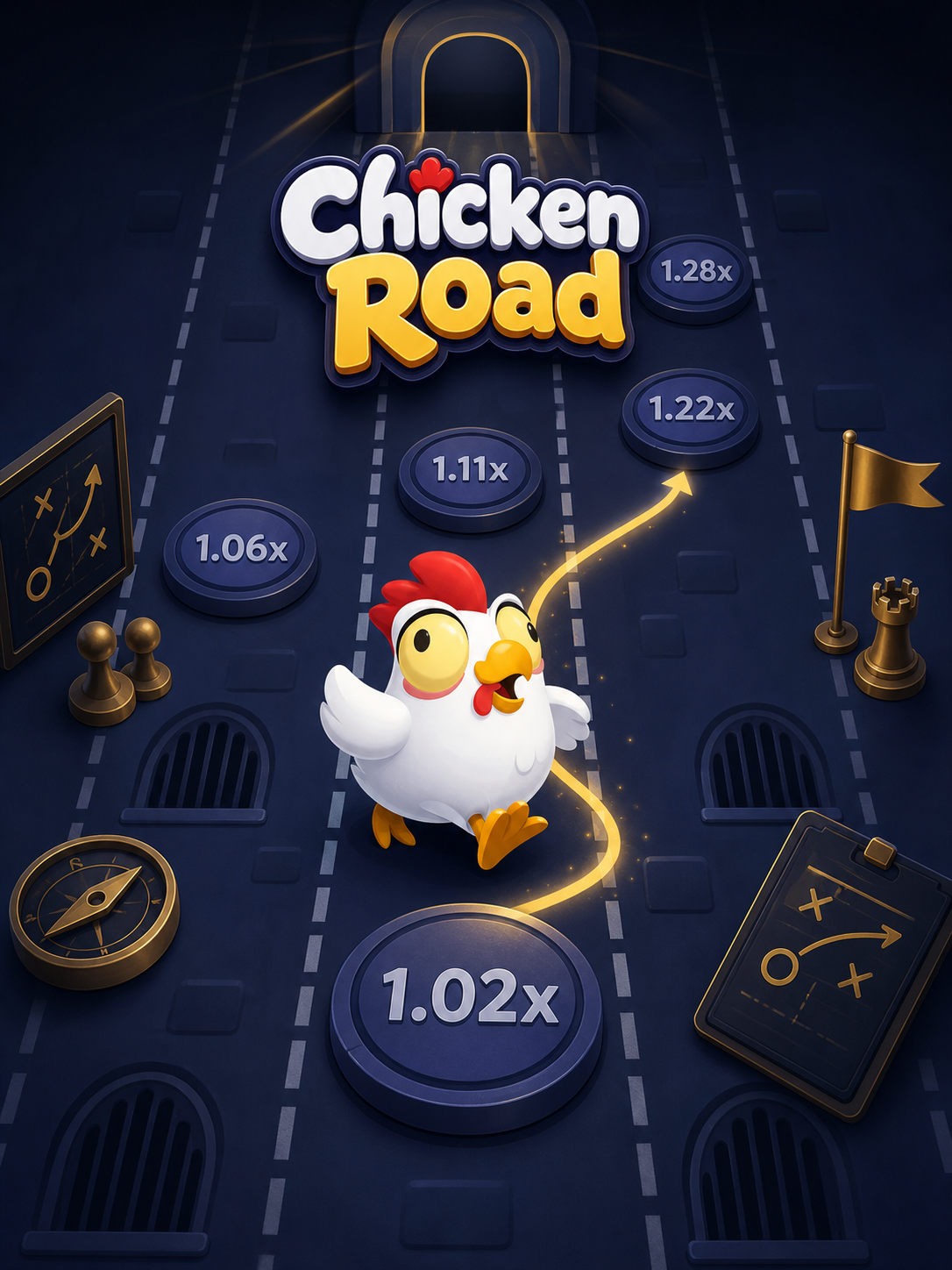 Chicken Road strateji diyagramı, x1,5 ile x2,5 arası cashout çarpanıyla